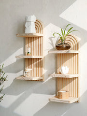 Moktan Sabai Boho Arch Wall Shelf | 3 Tier Floating Storage Shelf