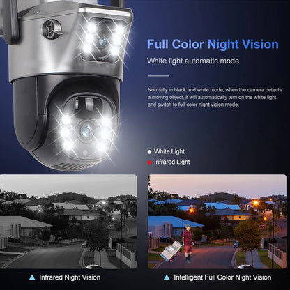4G WiFi Solar Security Camera Dual Lens 8MP 4K PIR Night Vision Outdoor CCTV