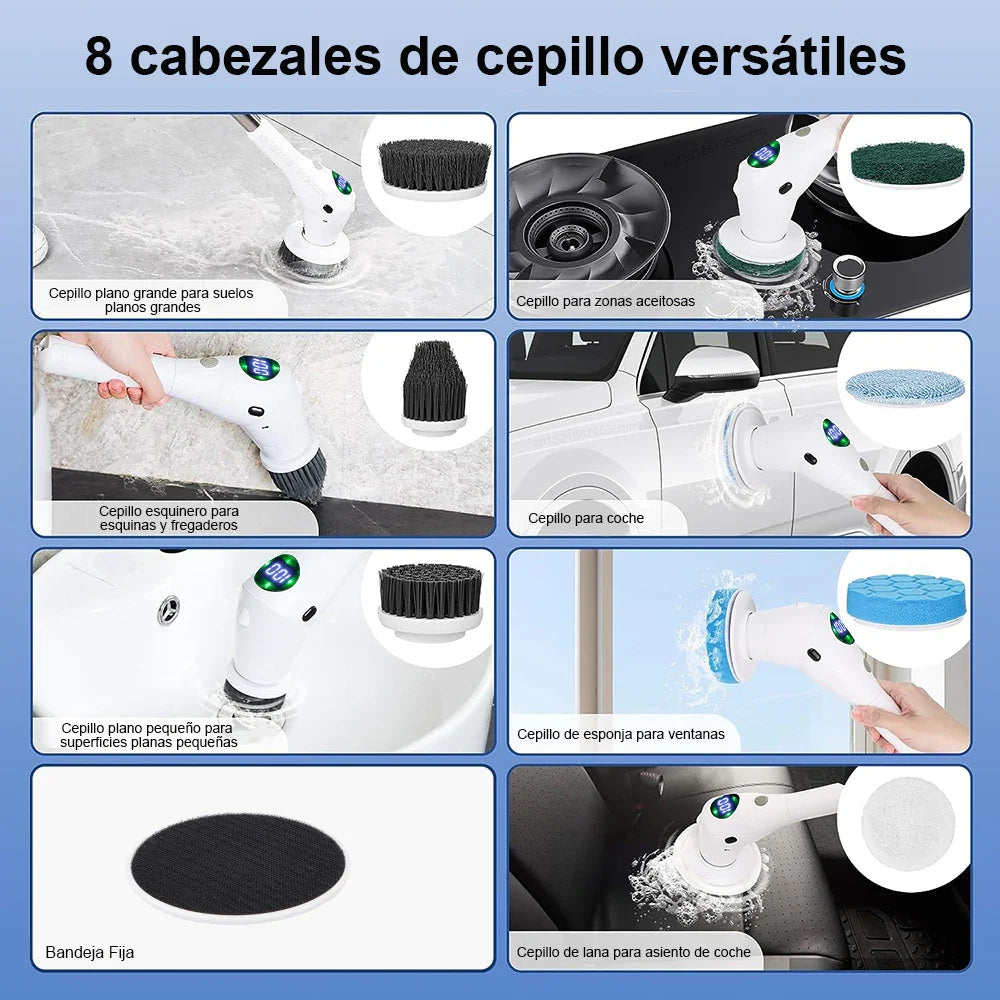 Moktan Sabai Wireless Electric Spin Scrubber 8-in-1 Cordless Cleaning Brush