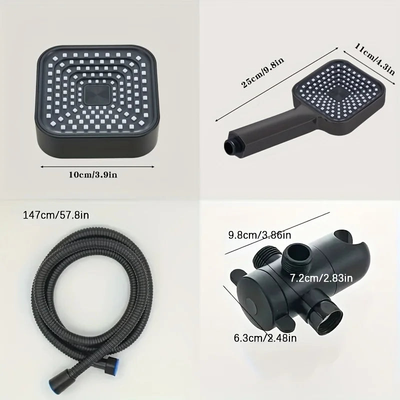 Moktan Sabai High-Flow 2-in-1 Handheld & Rain Shower Head Set Square Wall-Mounted Bathroom