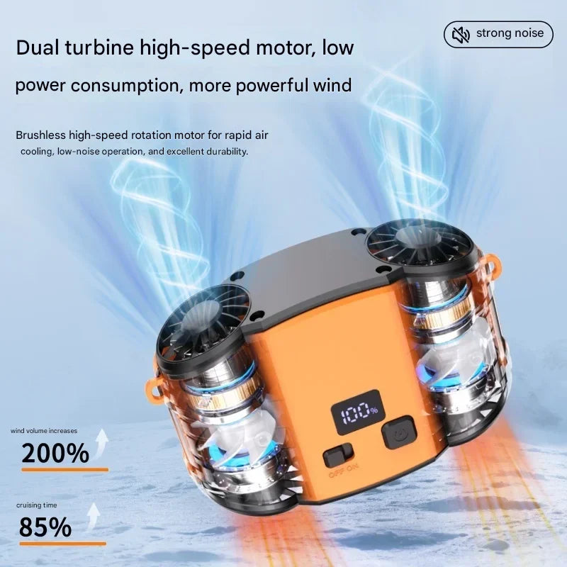 Moktan Sabai Active Breeze | Portable Waist Fan with Dual Air Outlets | Hands-Free Cooling Solution for Outdoor Activities