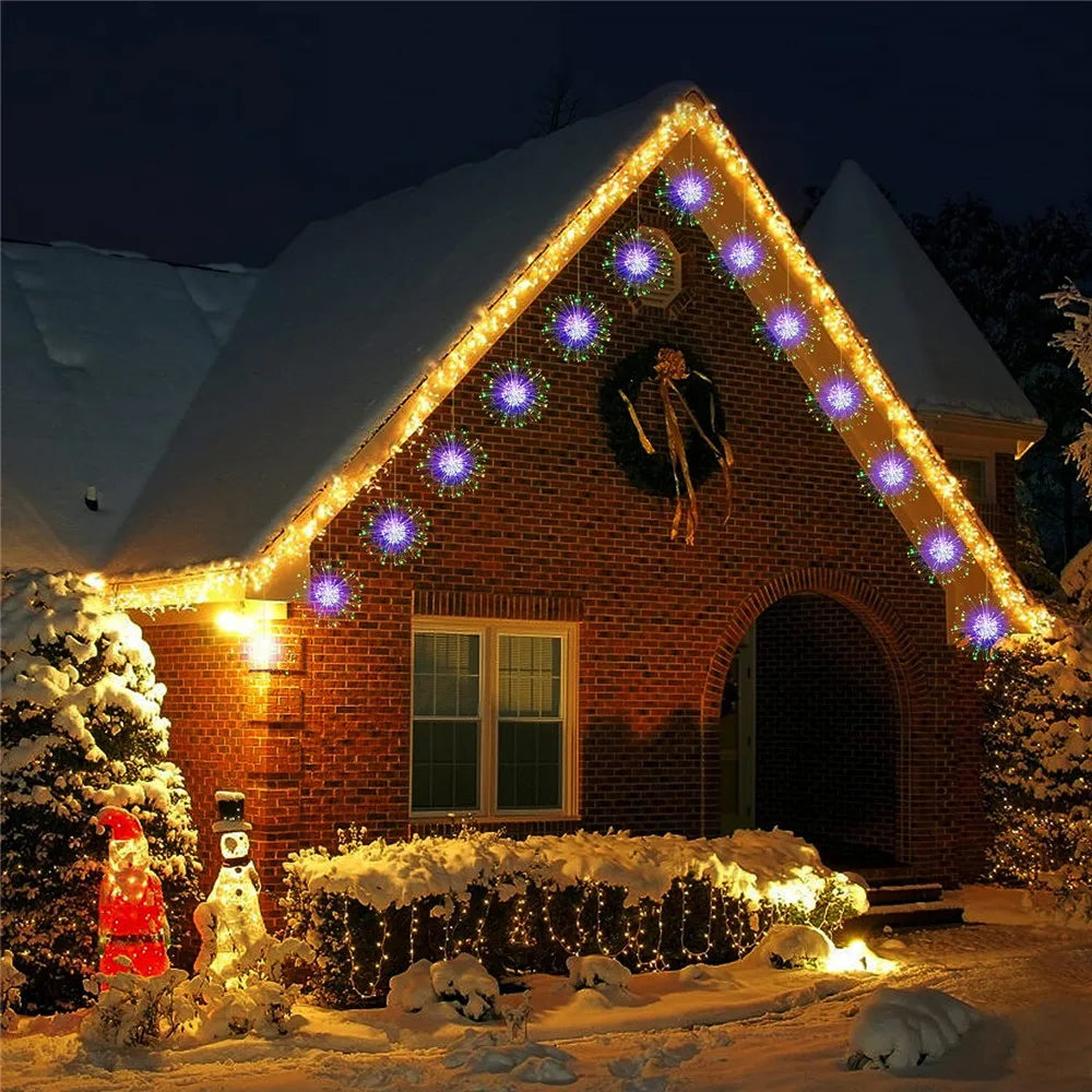 Moktan Sabai LED Firework Fairy Lights Copper Wire Starburst 8 Modes Remote Outdoor Decor