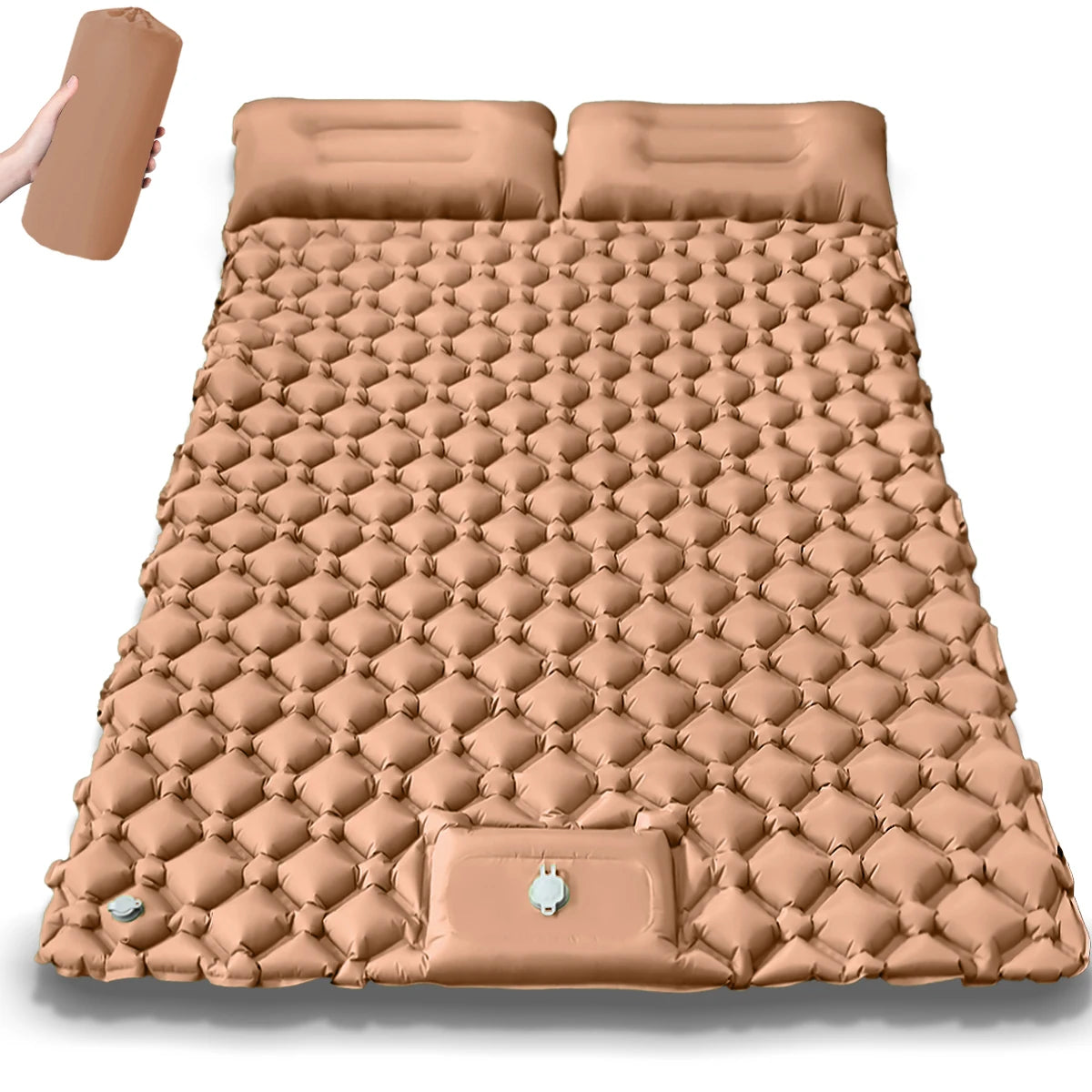 Moktan Sabai 2025 Upgrade Double Air Mattress Camping Inflatable Bed Built-in Pump Waterproof Desert Yellow