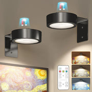 Moktan Sabai 3 Pack Magnetic Picture Lights with Remote Dimmable Battery Art Wall Lights