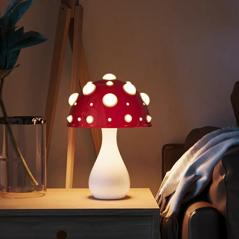 Moktan Sabai Amanita | Mushroom LED Lamp with Warm Light | USB Desk Night Light for Cozy Bedroom Decor