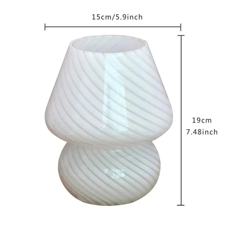 Moktan Sabai Nordic Mushroom Lamp Vintage Glass Bedside Night Light for Bedroom Living Room