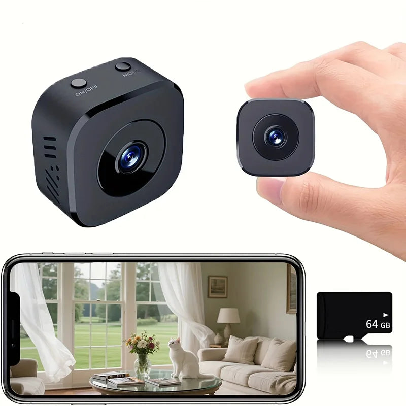 Moktan Sabai Xiaomi 8K Mini Wireless Security Camera WiFi Night Vision Motion Detection Audio Black-64GB Card