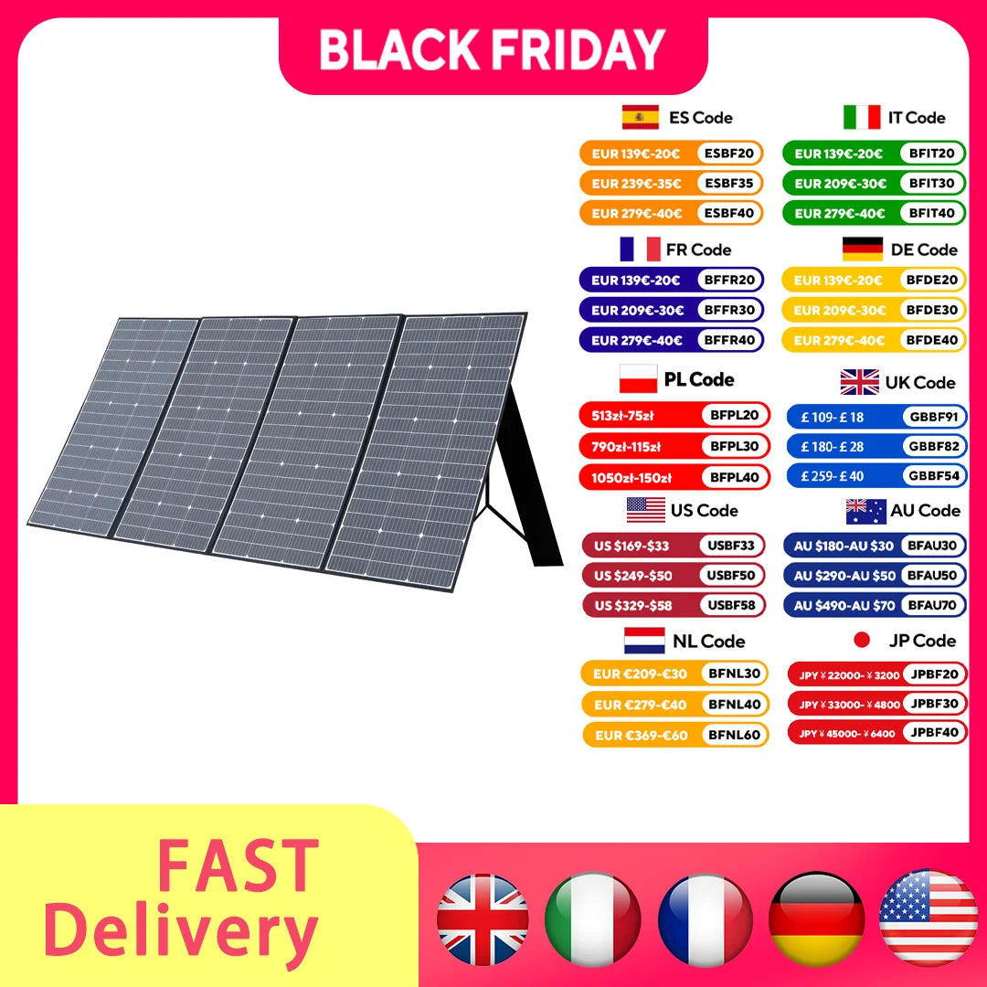 Foldable Solar Panel 400W 200W 140W 100W 60W Charger for Power Station Generator