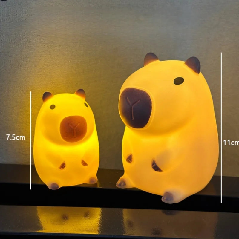Moktan Sabai Cute Capybara Night Light Silicone LED Bedside Lamp Cartoon Sleep Decor Gift S-6x7.5cm
