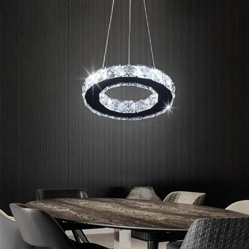 Moktan Sabai Modern LED Crystal Pendant Light Single Hanging Lamp for Bedroom Home Decor
