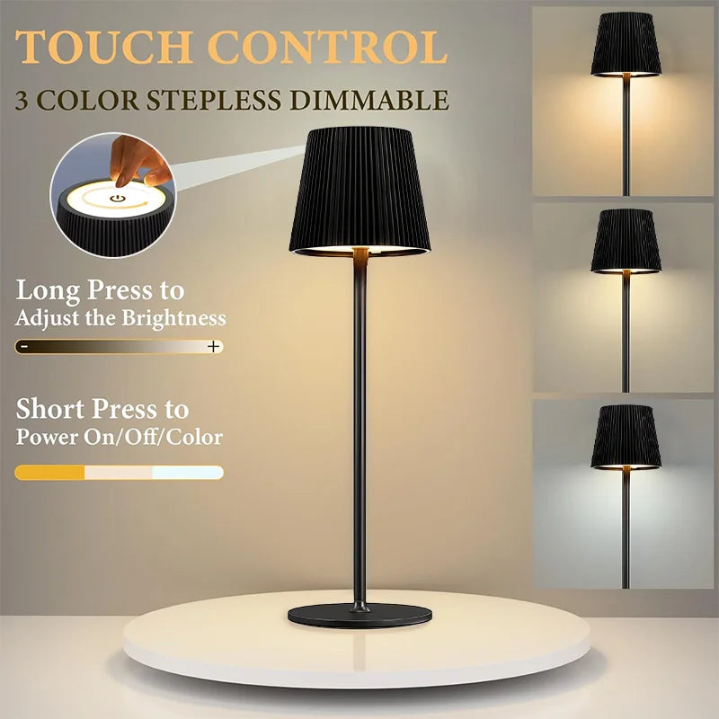 Wireless LED Table Lamp Rechargeable Touch Adjustable Night Light for Bedroom