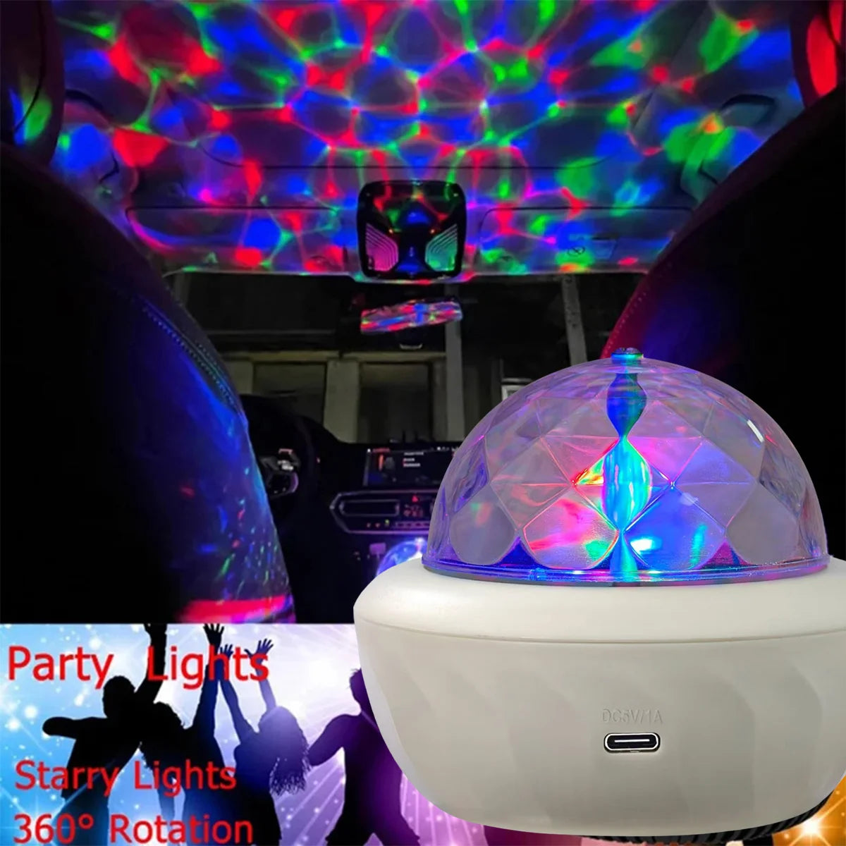 Moktan Sabai USB RGB Starry Night Sky Projector | Rotating Moon Stars Room Decor Lamp Crystal white USB Plug