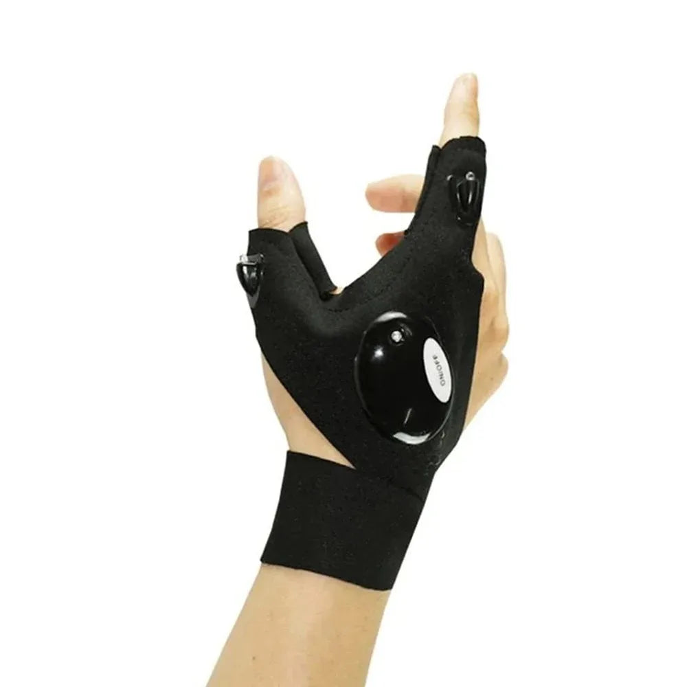 Moktan Sabai LED Flashlight Running Gloves – Waterproof Fingerless Gloves for Cycling & Hiking