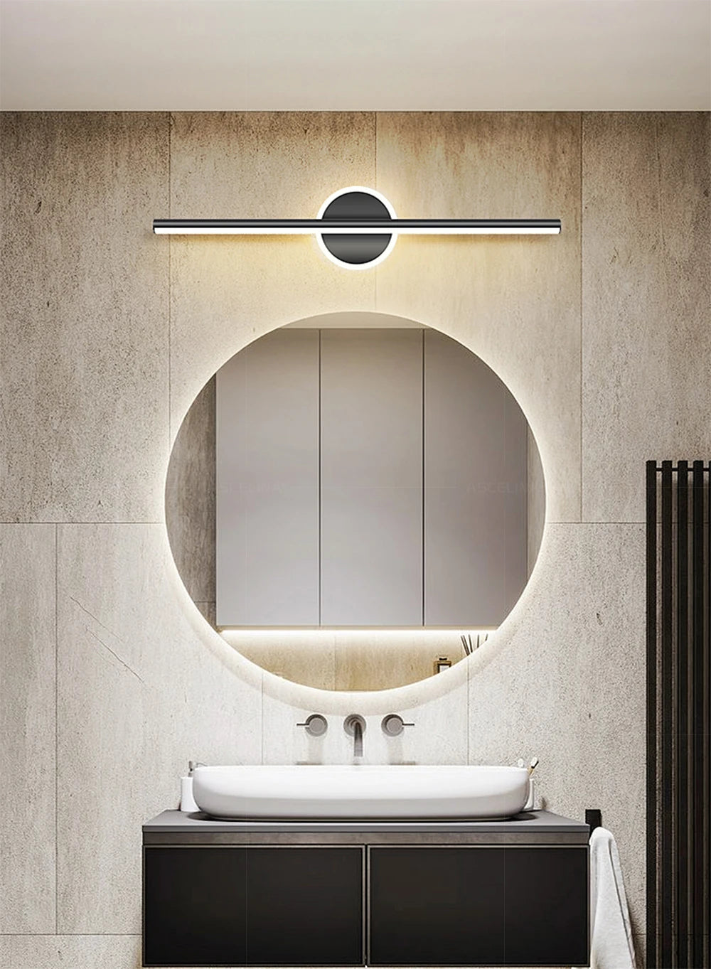 Moktan Sabai LED Mirror Front Wall Light – 40/60cm Gold Black Indoor Lamp for Bathroom & Bedroom