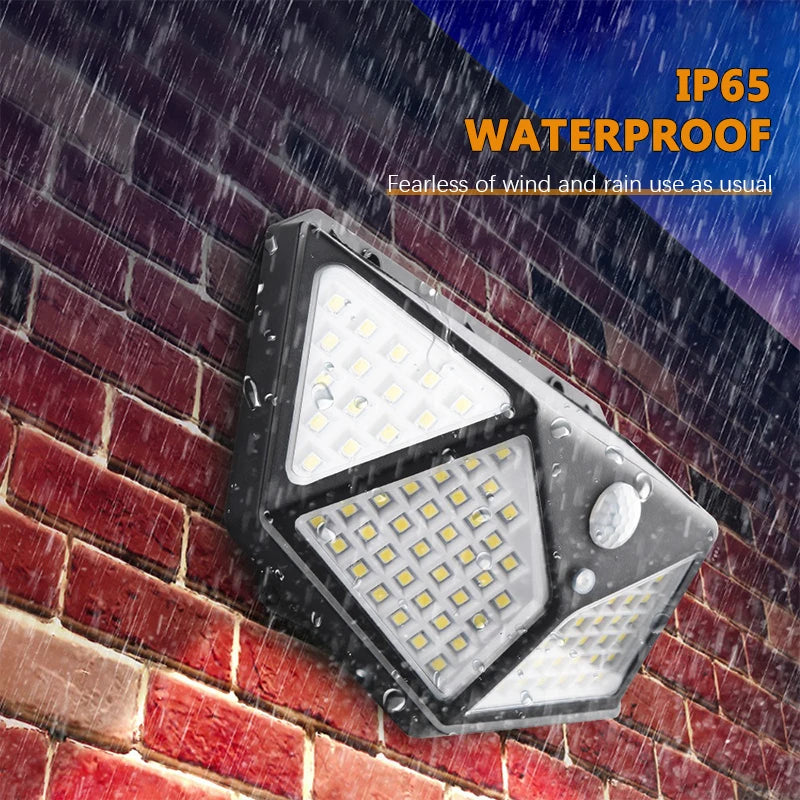 Moktan Sabai 100 LED Solar Motion Sensor Light | Waterproof Outdoor Wall Lamp for Yard Security 1-PCS black