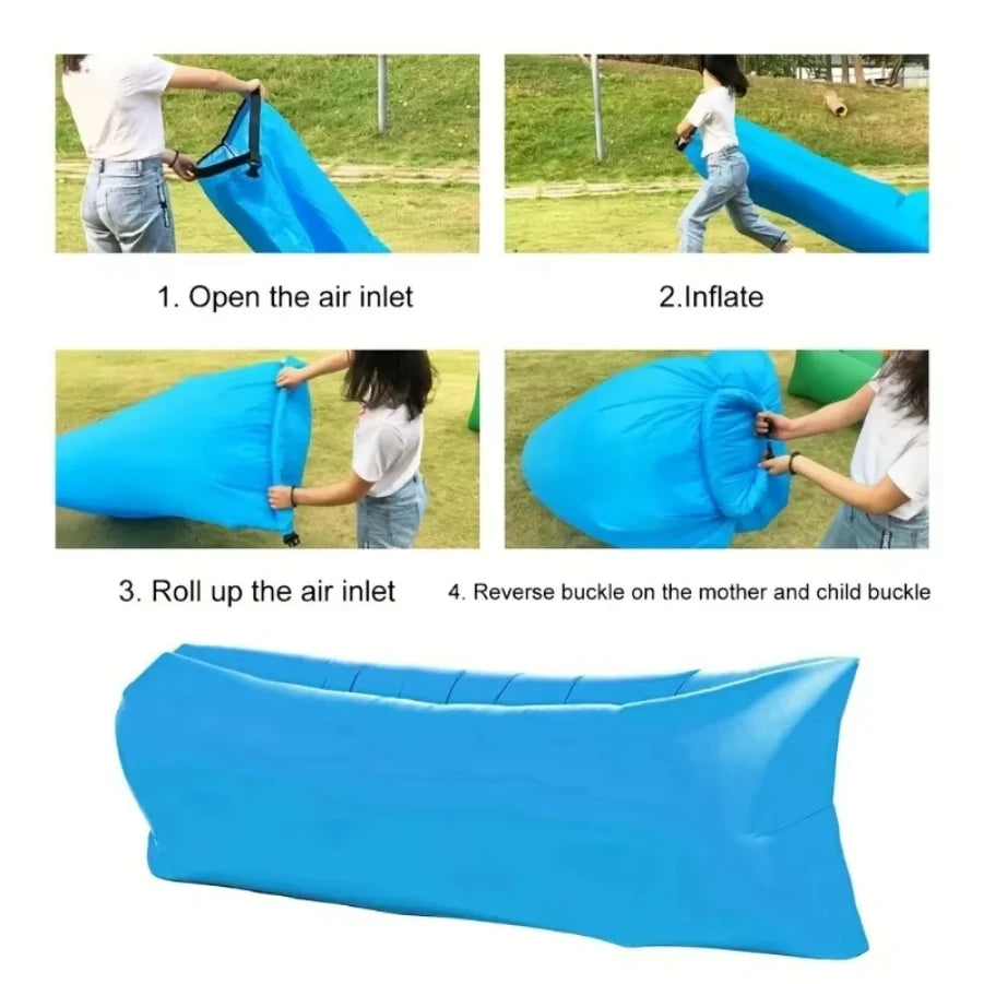 Moktan Sabai Inflatable Sofa Air Lounger Portable Camping Mat Beach Recliner Outdoor Chair