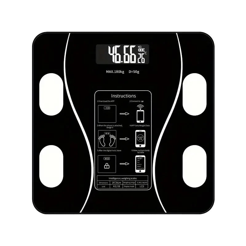 Moktan Sabai Smart Bluetooth Digital Scale – LED Display with App Sync and Rechargeable Battery tzc-black
