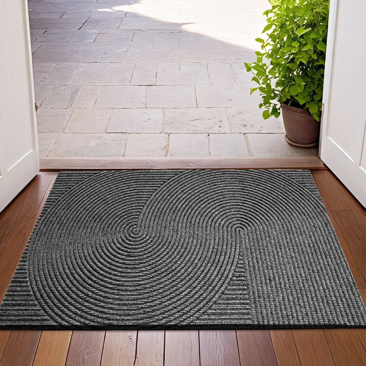 Moktan Sabai 3D Groove Non-Slip Doormat Dark Grey
