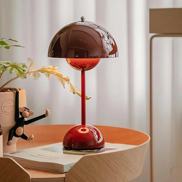 Moktan Sabai Modern Mushroom Night Light Touch Color Changing LED Bedside Lamp for Home Décor Burgundy