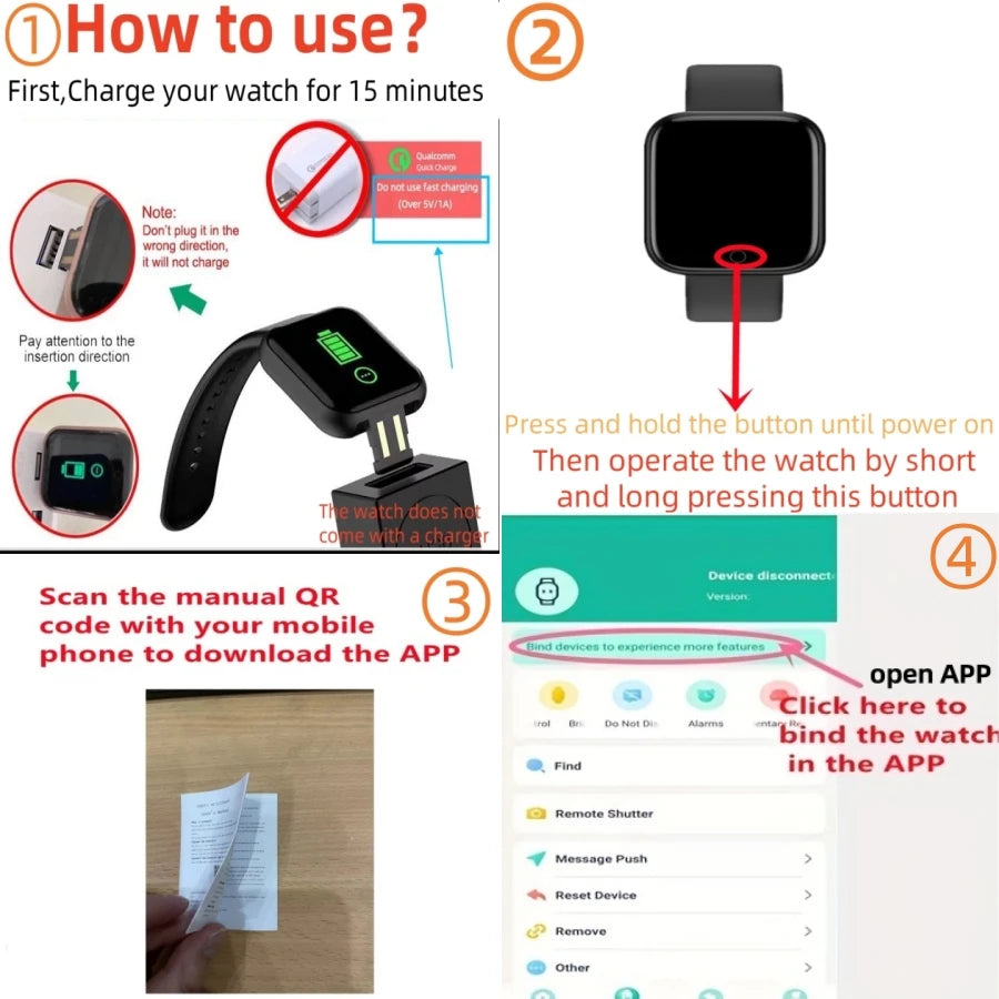 Smartwatch for Men & Women with Fitness Tracker, Messages & Heart Rate Monitor