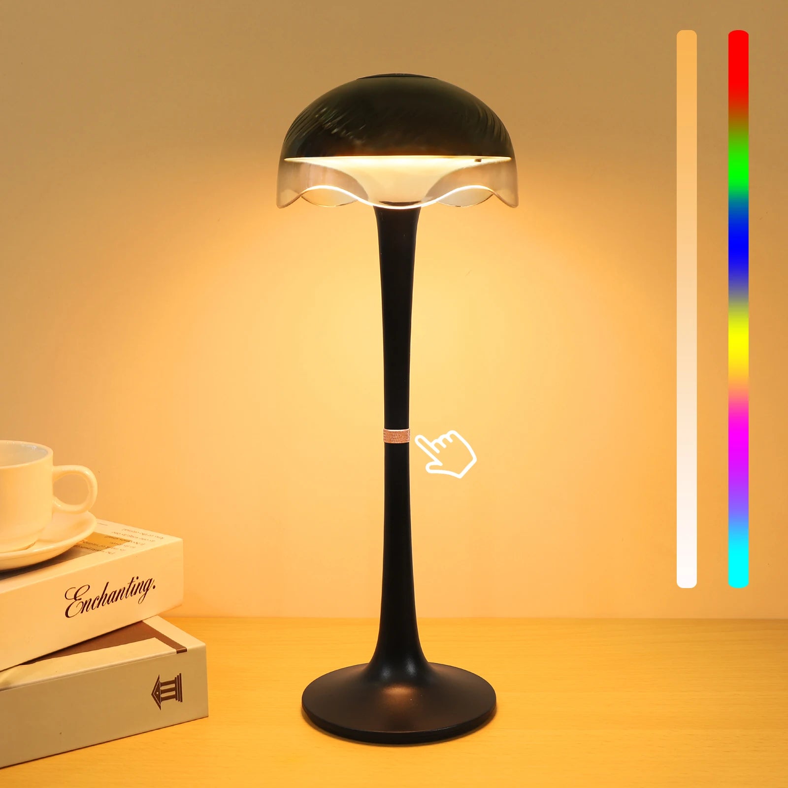 Moktan Sabai RGB Touch Desk Lamp Rechargeable Eye Care Bedside Night Light for Bedroom black