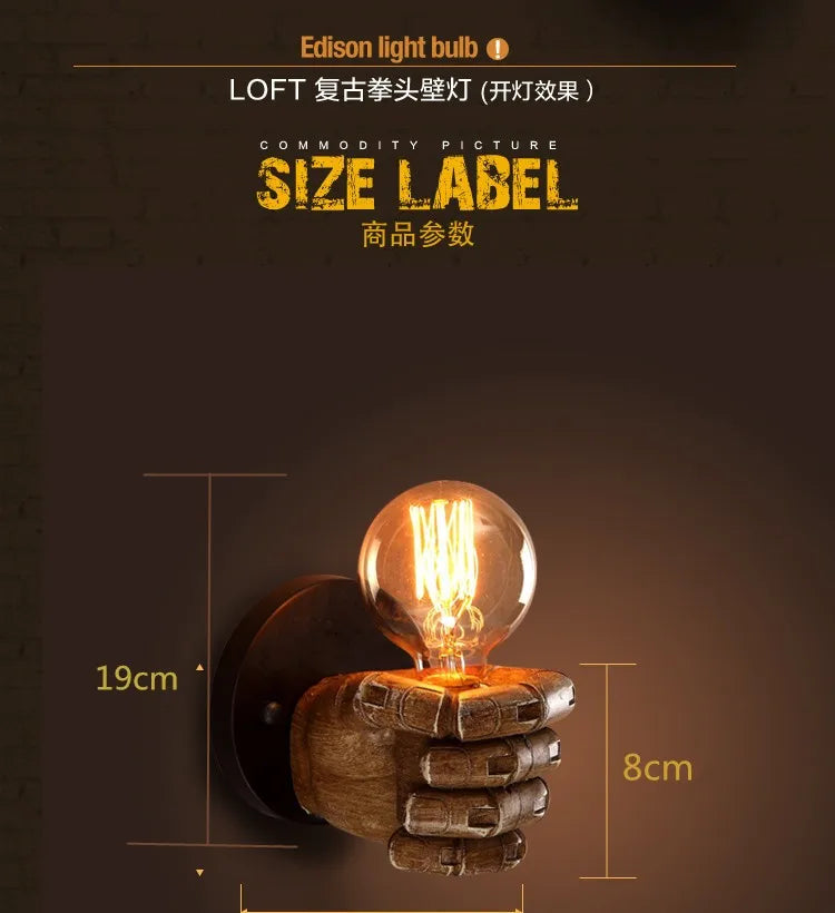 Moktan Sabai Resin Hand Wall Lamp – Left/Right Fist Sconce Light for Bar, Restaurant & Home Decor