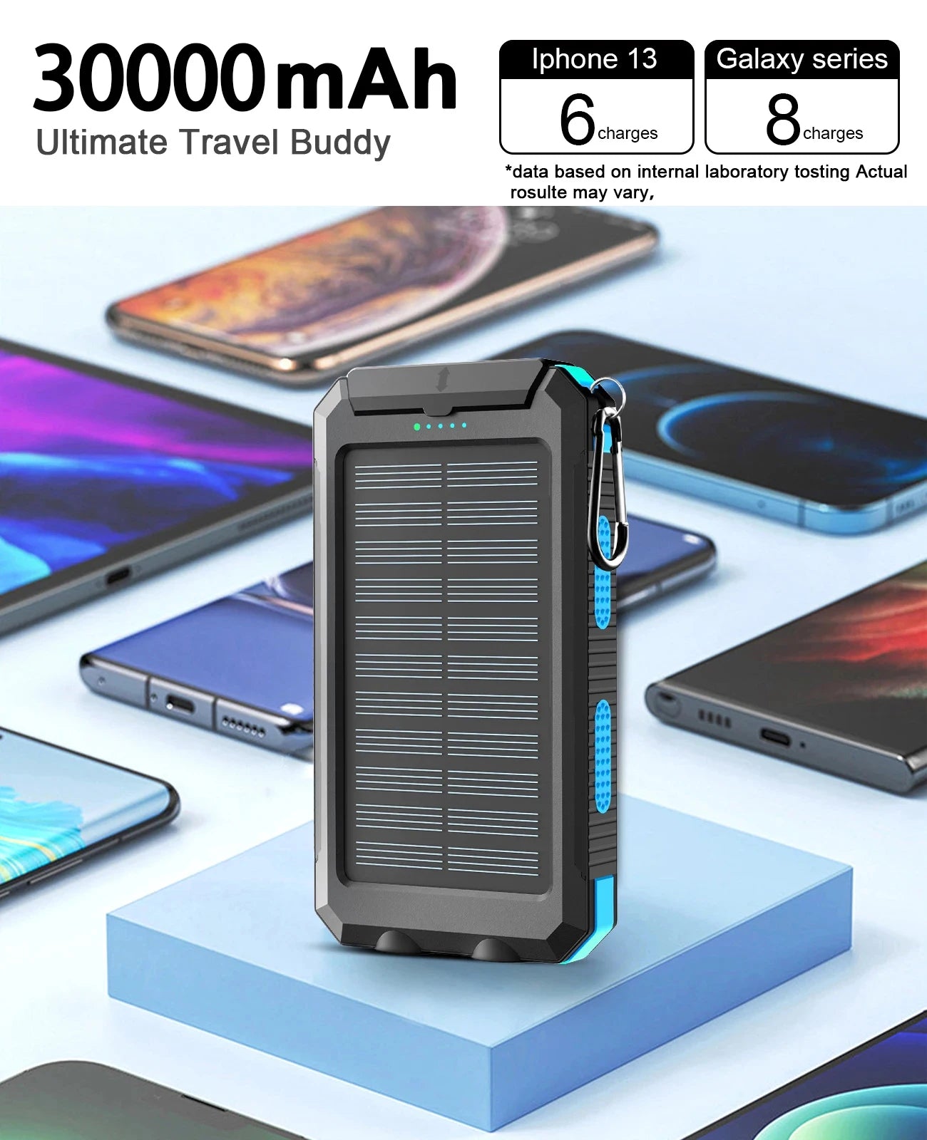 Moktan Sabai Gaiaray 30000mAh Solar Power Bank Dual USB Waterproof LED Outdoor Travel Charger