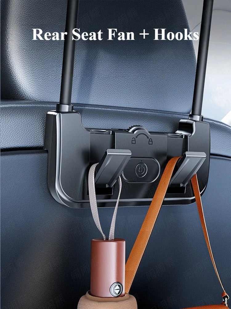 Moktan Sabai Comfort Breeze | Dual-Head Rear Seat Fan with 360° Rotation & USB-C Charging | Adjustable Airflow for Passenger Comfort