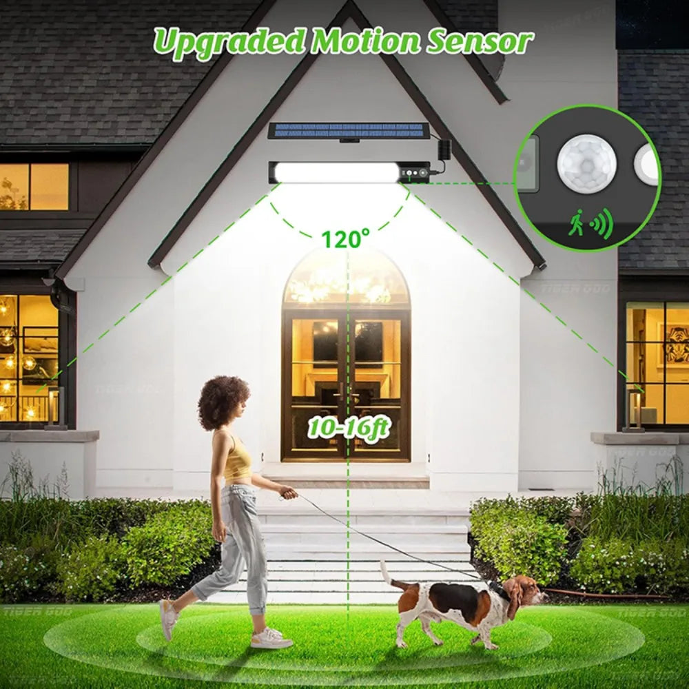 Solar Motion Sensor LED Wall Light Waterproof Outdoor Security Yard Fence Lamp