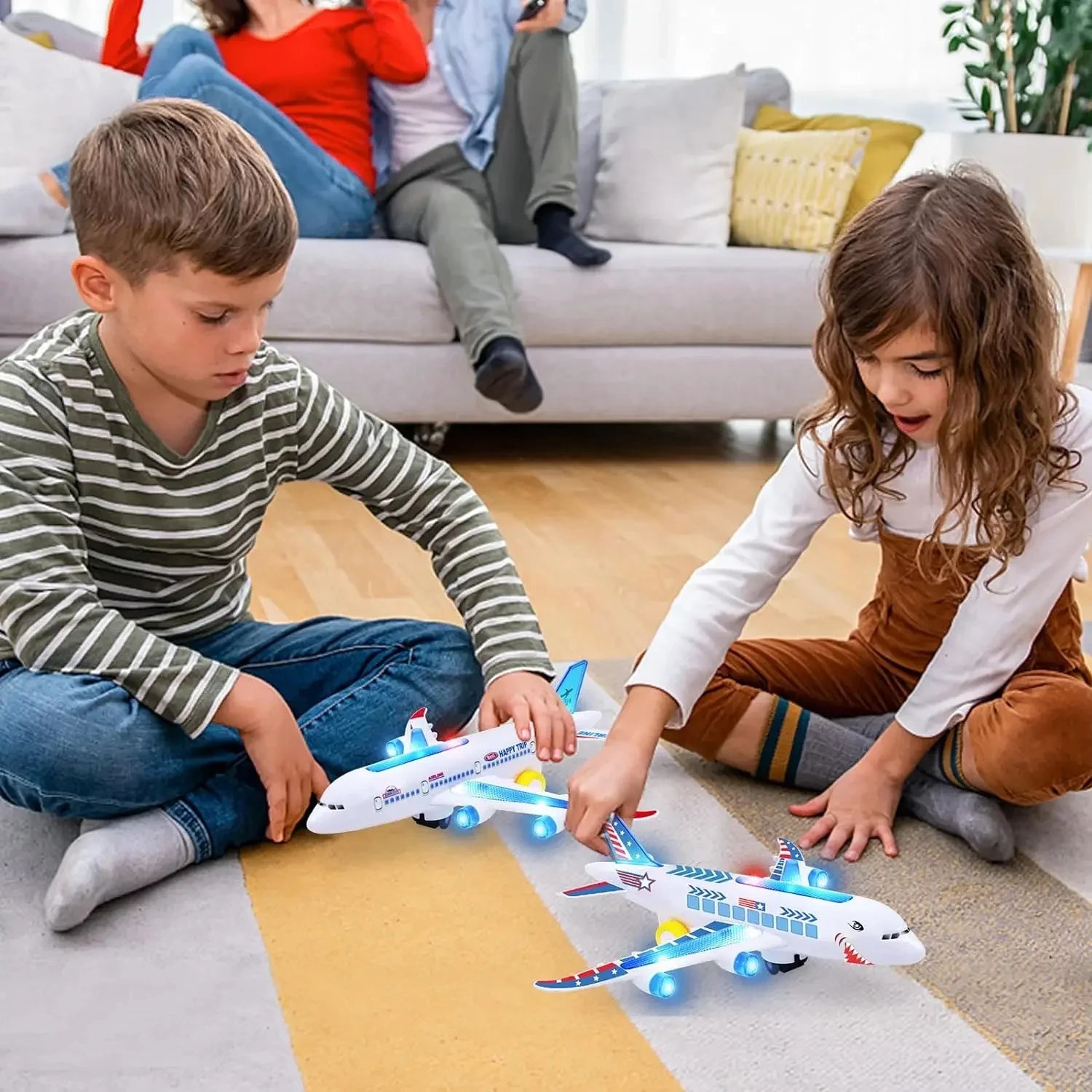 Moktan Sabai Electronic Airplane Toy with Music & Lights – Automatic Rotating Educational Plane