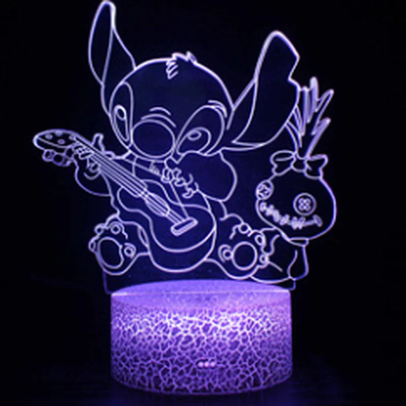 Moktan Sabai Stitch 3D Night Light USB Touch Cartoon Desk Lamp Remote LED Room Decor Gift Stitch B