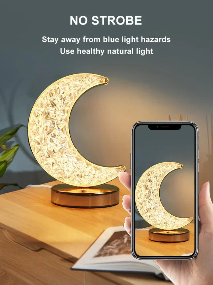 Moktan Sabai Crystal Touch LED Night Light – USB Dimmable Moon Lamp for Bedroom & Girls Room