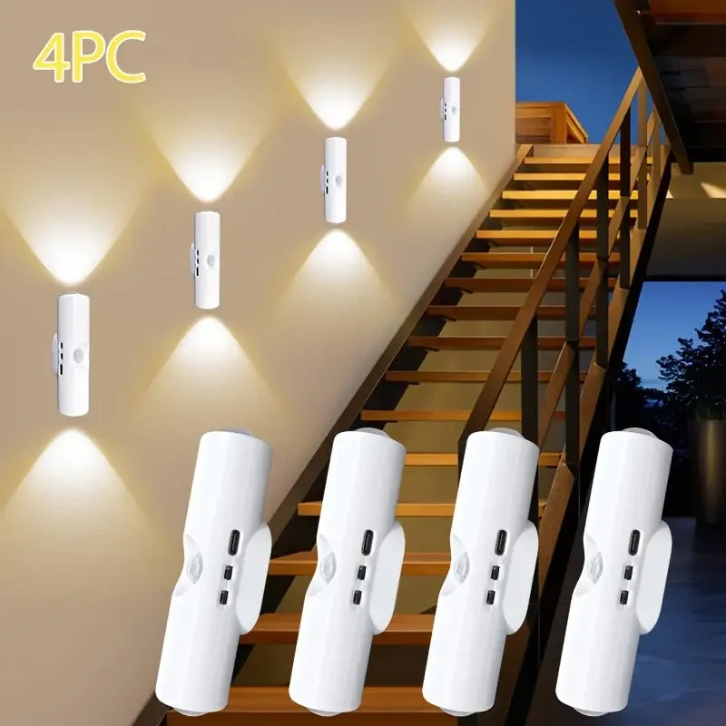 Moktan Sabai Cat Eye LED Wall Lamp – 2/4PCS Motion Sensor USB Rechargeable Night Light