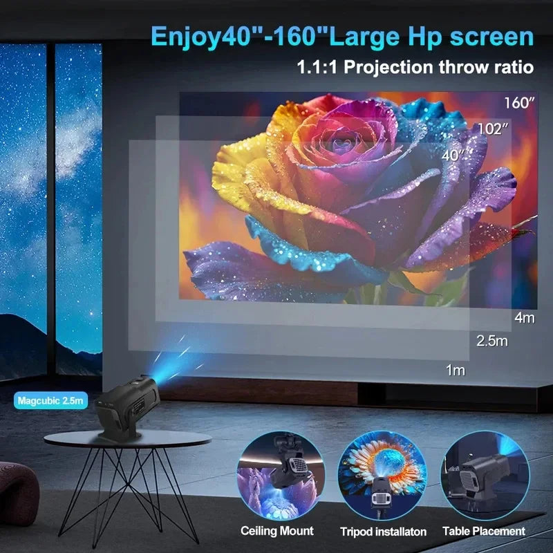 Moktan Sabai 2025 4K Android 11 Projector 1080P 390ANSI Dual WiFi6 BT5.0 Portable Cinema