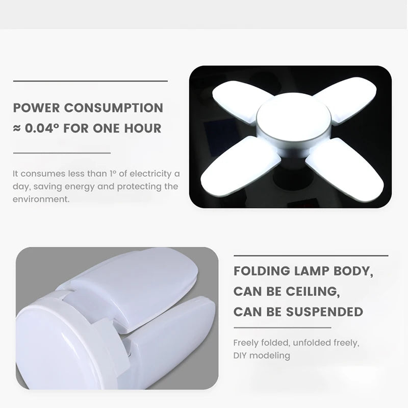 Moktan Sabai E27 Foldable LED Garage Light Fan Bulb 6500K Deformable Ceiling Lamp