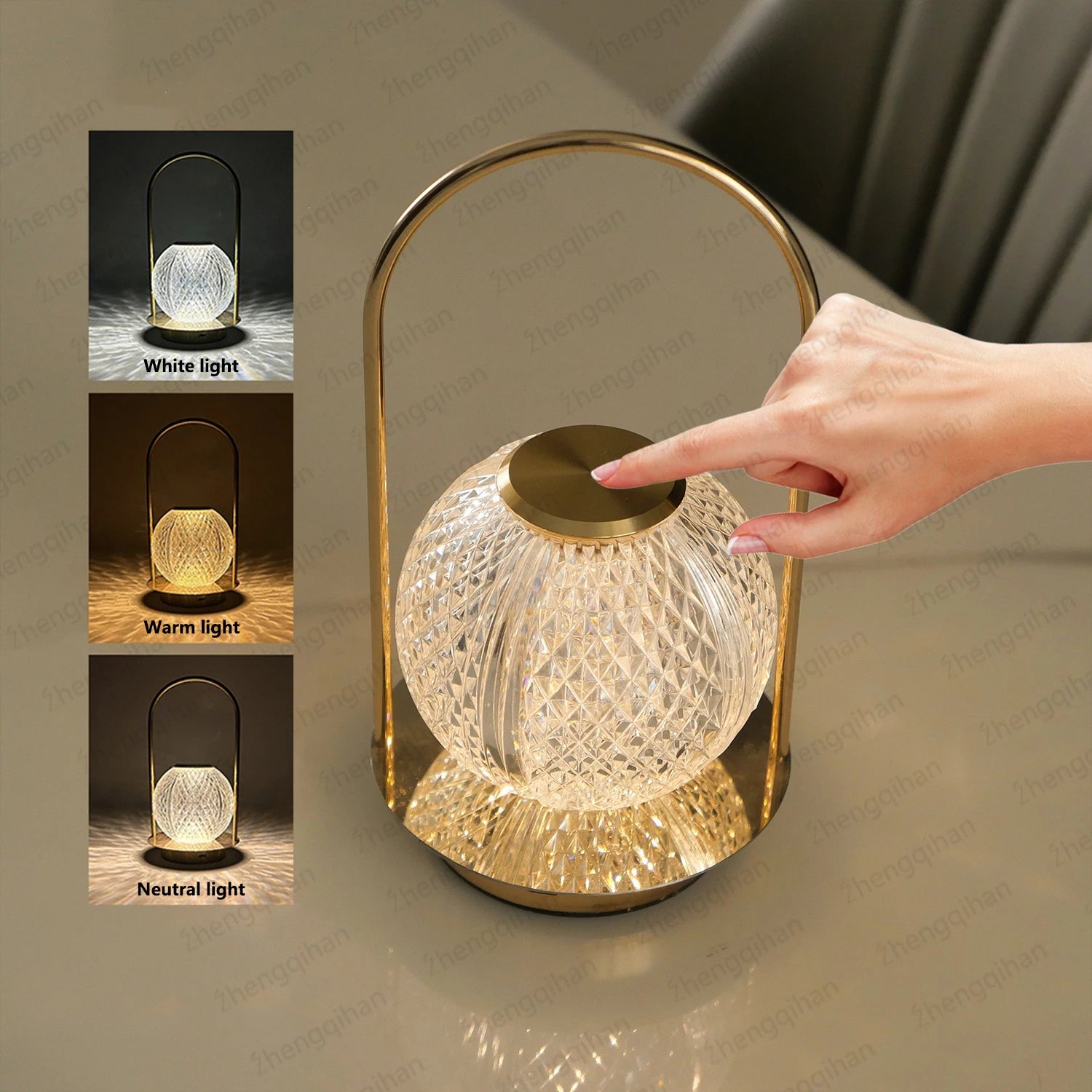 Moktan Sabai Wireless Crystal LED Table Lamp – Rechargeable Touch Night Light for Bedroom Bar