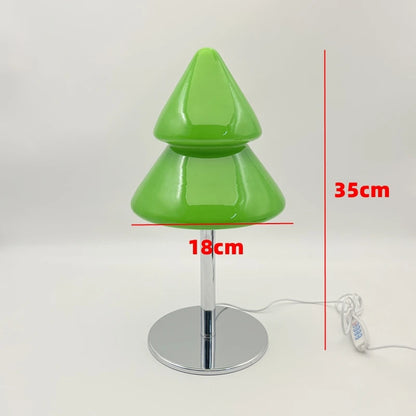 Glass Christmas Tree Table Lamp for Holiday Decor Bedroom Living Room Night Light