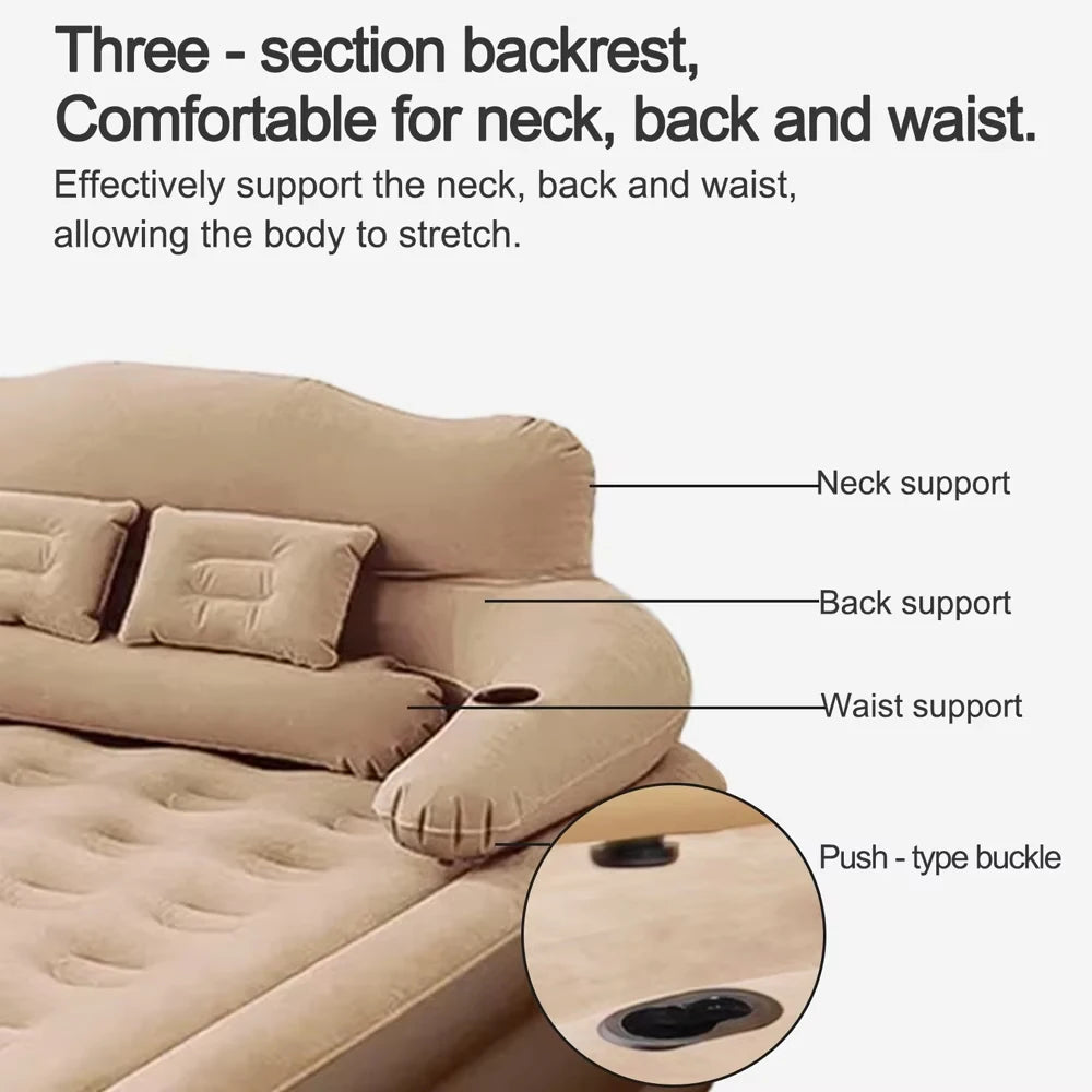 Moktan Sabai Gray 2-Person Inflatable Air Mattress 48cm High Folding Bed for Camping Home
