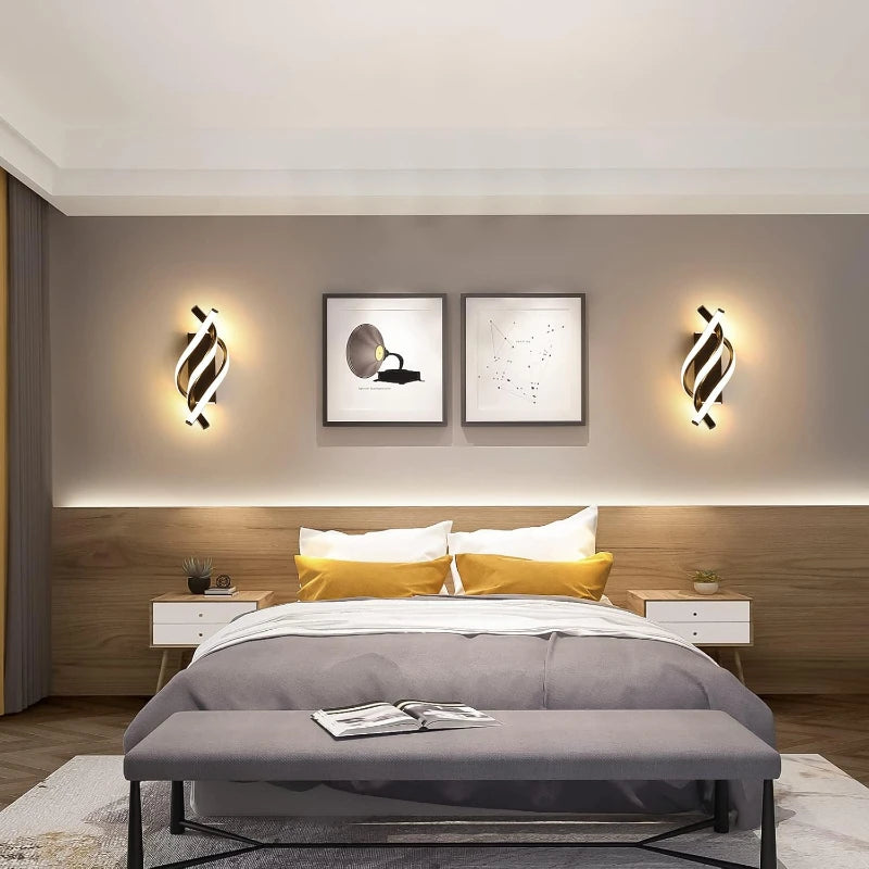 Moktan Sabai Curved Spiral LED Wall Lamp – Modern Light Fixture for Bedroom, Living Room, Hall