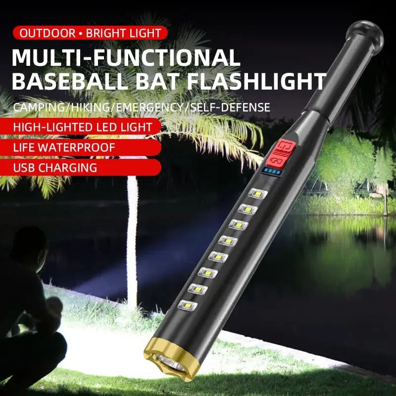 Moktan Sabai USB Rechargeable Telescopic LED Flashlight with COB Light for Outdoor Use