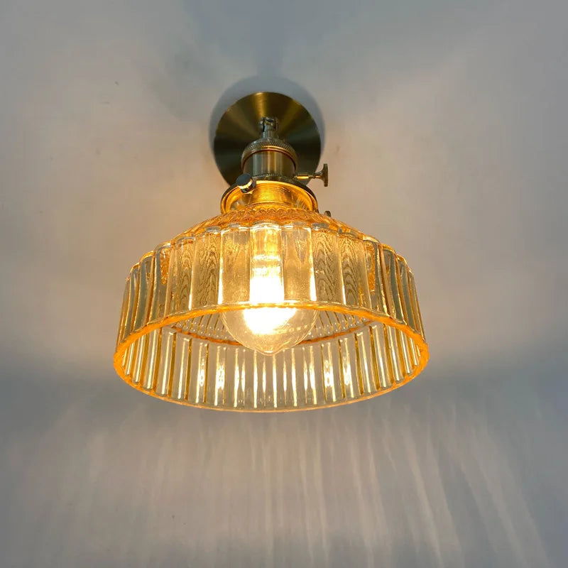 Moktan Sabai Green Glass Wall Sconce – Art Deco Light for Living Room, Hallway & Bedroom