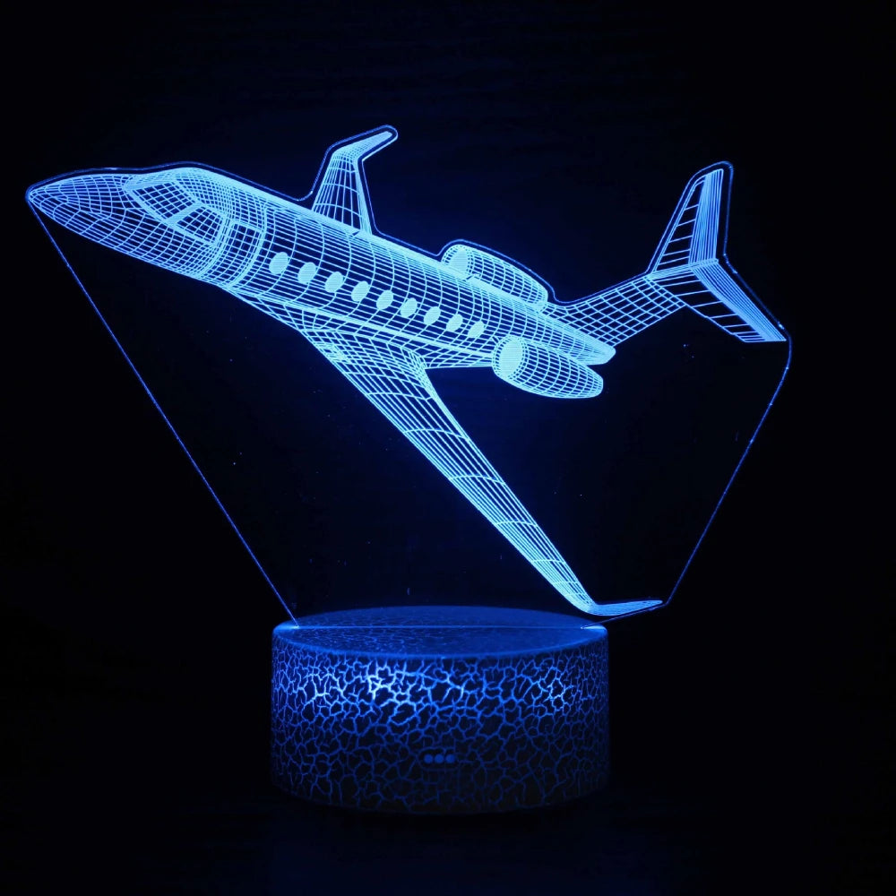 Moktan Sabai Airplane 3D LED Night Light | USB Illusion Bedside Lamp for Bedroom Decor