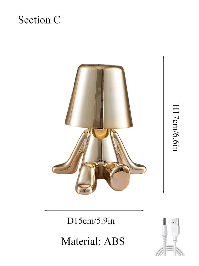 Moktan Sabai Nordic Golden Man Table Lamp LED USB Bedside Light Luxury Modern Room Decor
