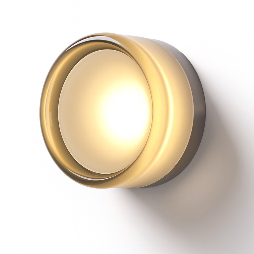 Moktan Sabai Modern Glass Round LED Wall Sconce 1-Light Aluminium Indoor Wall Lamp A - Smoke Grey Warm White
