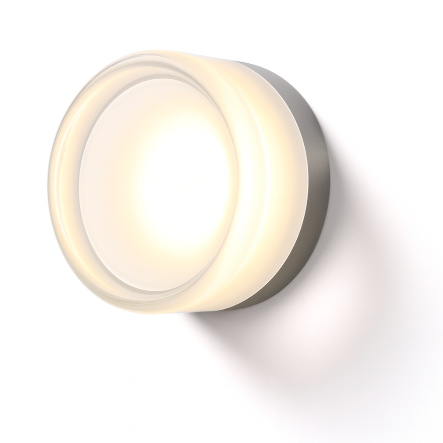 Moktan Sabai Modern Glass Round LED Wall Sconce 1-Light Aluminium Indoor Wall Lamp A - Transparent