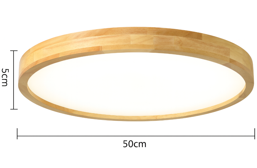 Moktan Sabai Nordic Solid Wood Round Ultra Thin LED Flush Mount Ceiling Light 18W