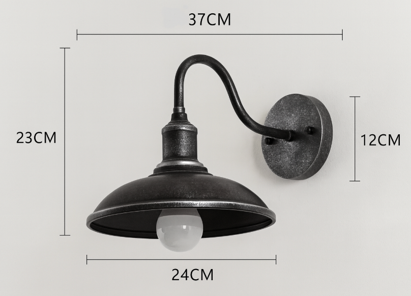 Moktan Sabai Vintage Industrial Iron Bowl Outdoor Wall Light LED Wall Sconce