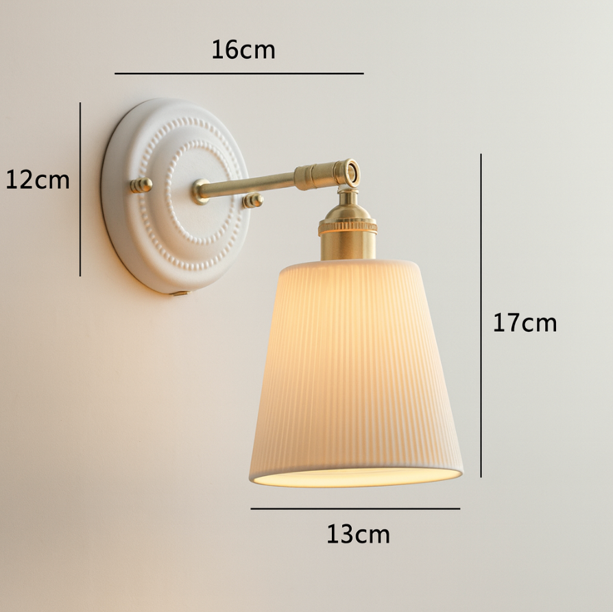 Moktan Sabai Vintage Japanese Ceramic Brass Wall Light E27 Hardwired