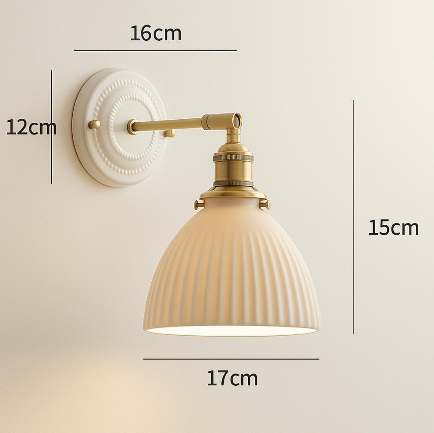 Moktan Sabai Vintage Japanese Ceramic Brass Wall Light E27 Hardwired