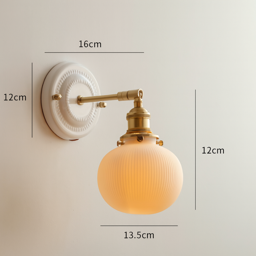 Moktan Sabai Vintage Japanese Ceramic Brass Wall Light E27 Hardwired